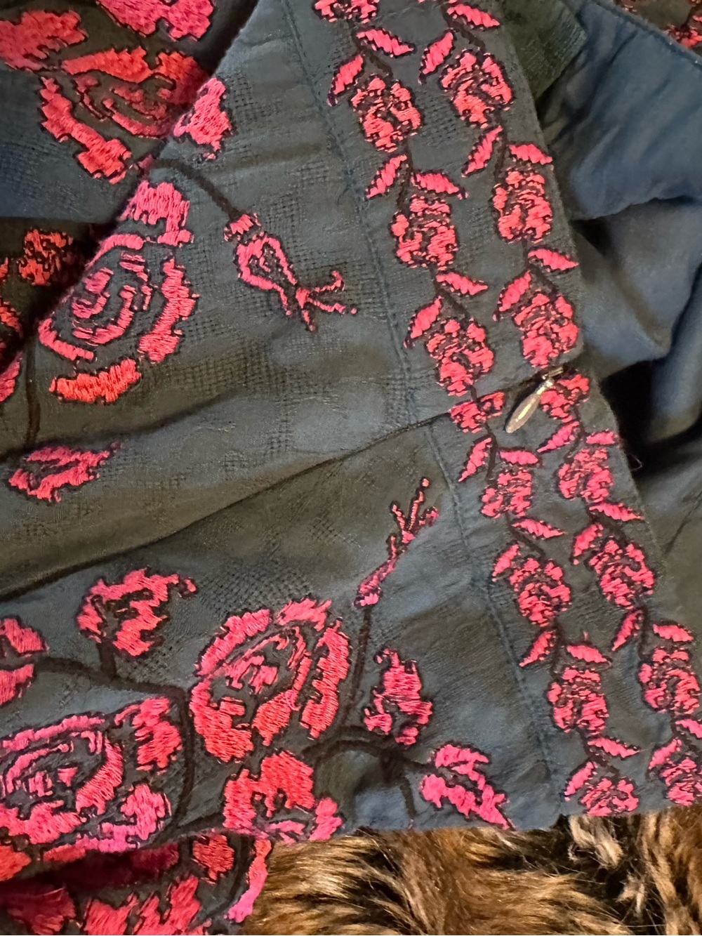 Anthropologie Embroidered Midi Skirt - Blue & Pink - Size 0 - Picture 7 of 13